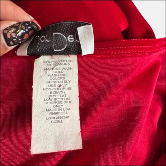 Jon Den Red Cowl Neck Long Sleeve Christmas Date Night Holiday Party Top(Size L) - Picture 8 of 9